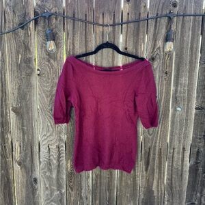 Ann Taylor Purple Pink Scoop Neck Half Sleeve Angora Rabbit Hair sweater medium